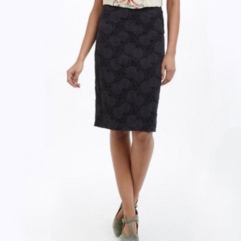 Maeve Black Lace Pencil Skirt